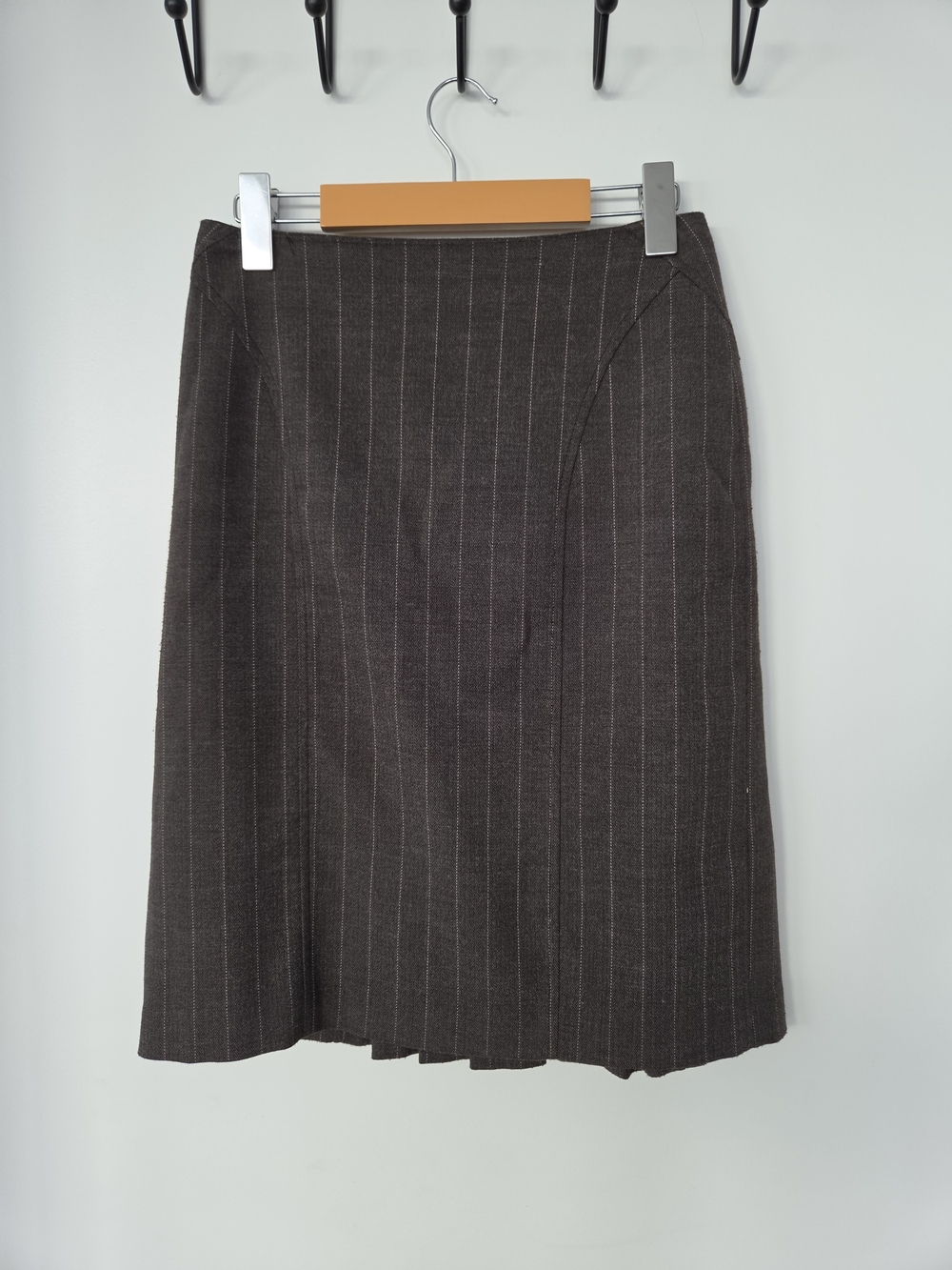 Danier Brown Pinstripe Midi Skirt